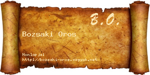 Bozsaki Oros névjegykártya